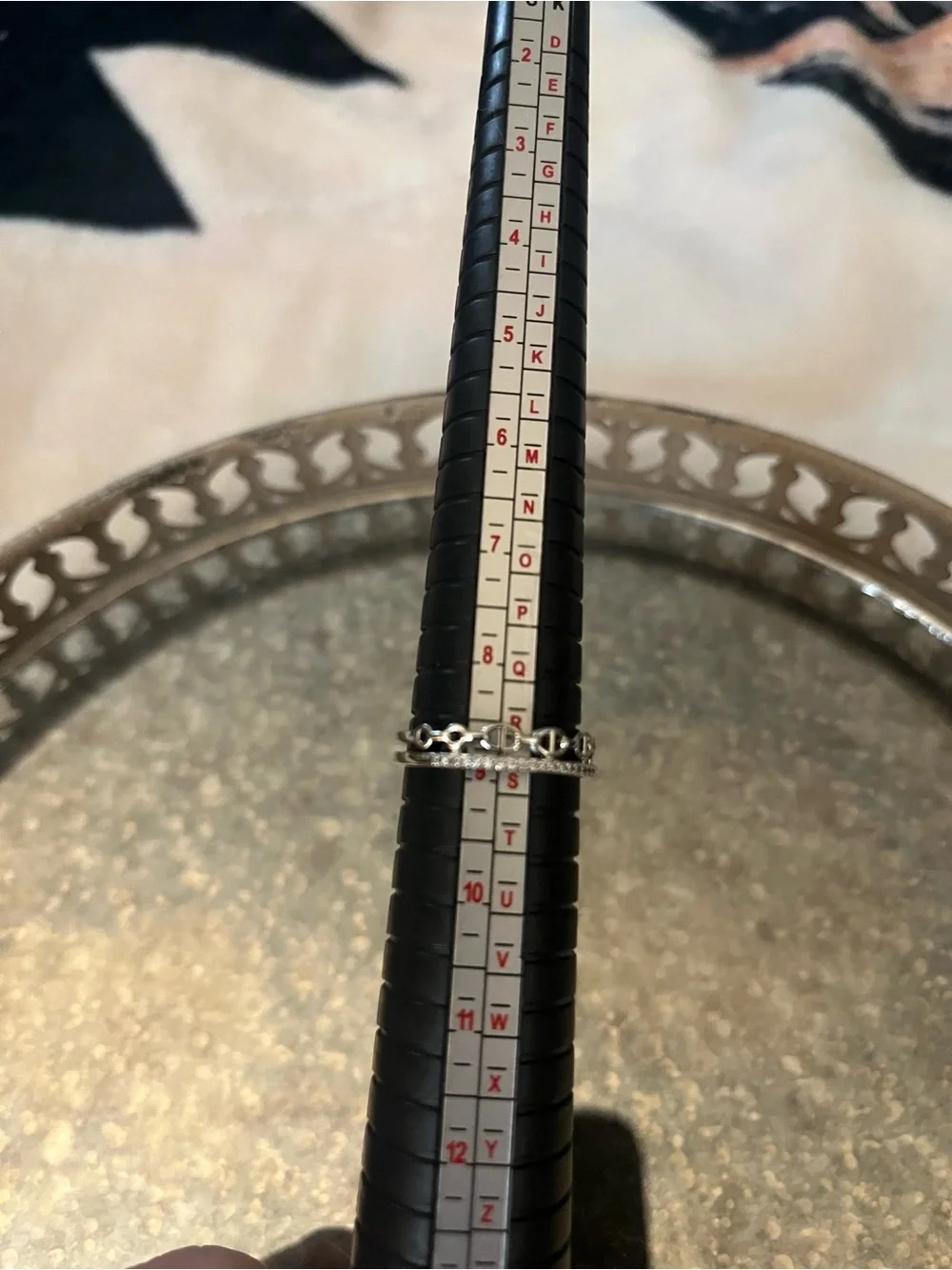 Delicate White Gold Chain Double Women's Band Ring - Sterling Look